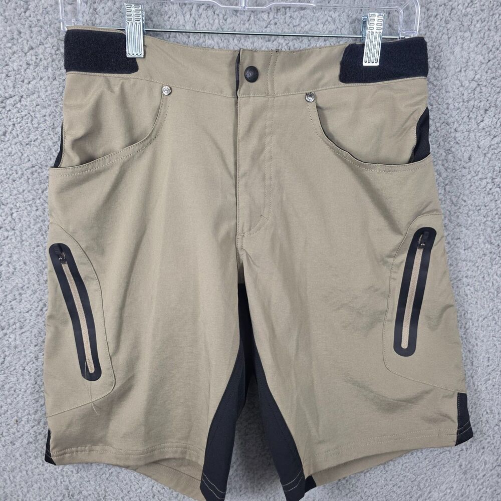 Zoic Ether 9 Men's  Beige Zip Pockets Cycling Mountain Biking Shorts Size Small